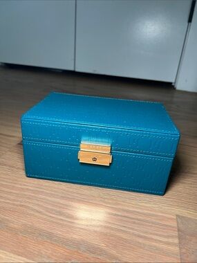 Teal Jewelry Organizer Box with Gold-Tone Lock